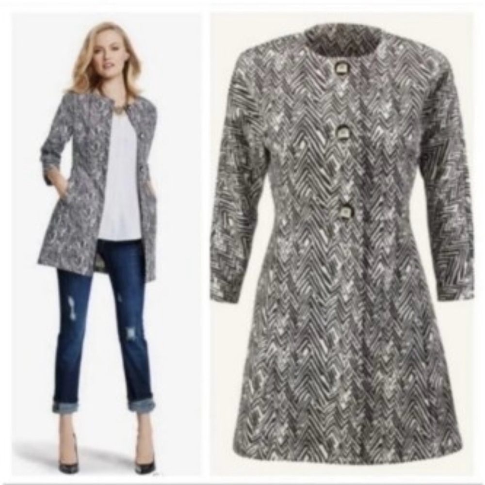 CABI Zig Zag Ponte Knit 3/4 Sleeve Chevron Jacket Medium